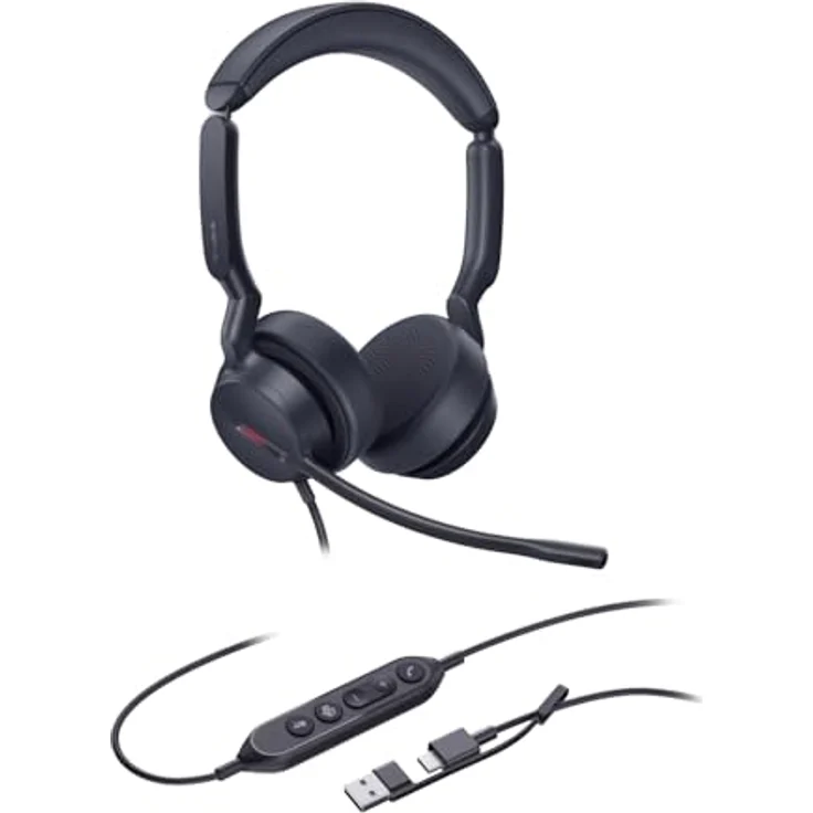 Yealink UH44, kabelgebundenes Dual USB-C/A Headset mit Acoustic Shield 3.0 und ergonomischem Design, zertifiziert für Microsoft Teams – Bild 3