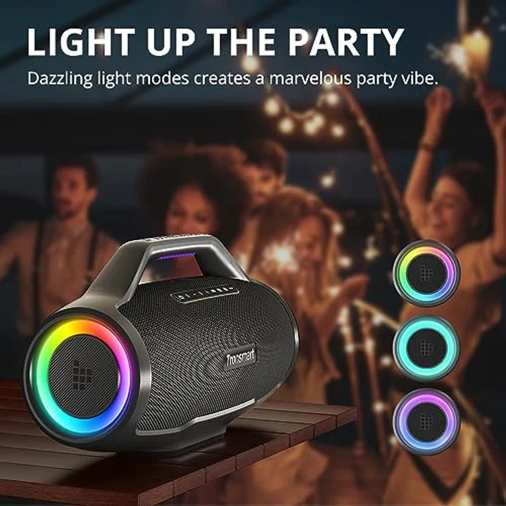 Tronsmart Bang MAX Bluetooth Lautsprecher, 130W Musikbox mit Licht, Leistungsstarker Stereosound, 24h Akku, Bluetooth 5.3, IPX7 Wasserschutz, mit AUX, TF, App, Gitarrenloch, für Draußen, Party – Bild 4