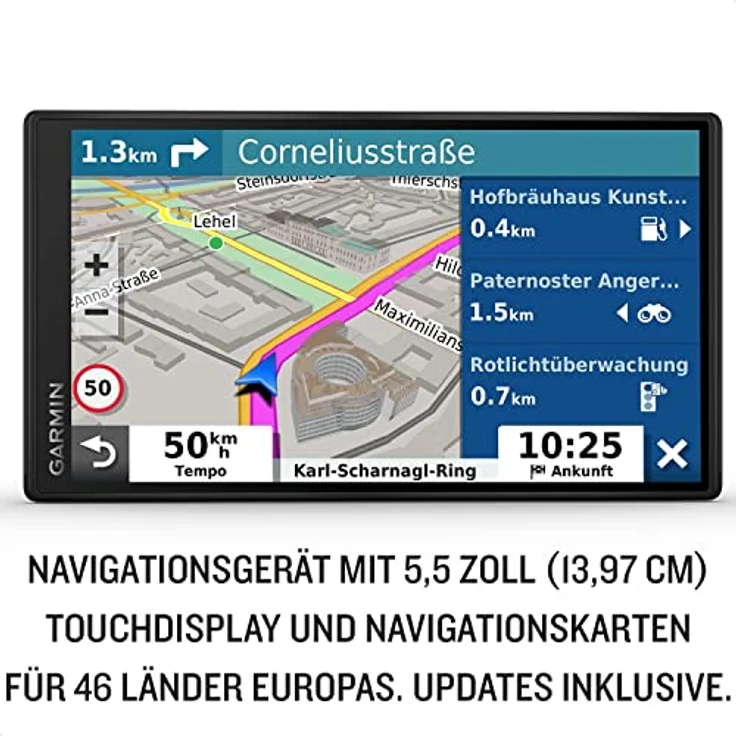 Garmin DriveSmart 55, Navigationsgerät mit 5,5 Zoll Touchdisplay, Europakarten, Echtzeit-Verkehrsinformationen und Fahrerassistenz – Bild 3