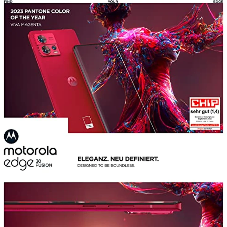 Motorola edge30 Fusion Smartphone (6,55"-FHD+-Display, 50-MP-Kamera, 8/128 GB, 4400 mAh, Android 12), Viva Magenta, inkl. Schutzcover u. Earbuds + KFZ-Adapter  – Bild 3