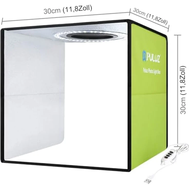 PULUZ Fotobox 30x30cm, Dimmbare Lichtbox mit 112 LED, 6 Farben Fotohintergrund für Produktfotografie, tragbares faltbares Lichtzelt CRI> 95 – Bild 5