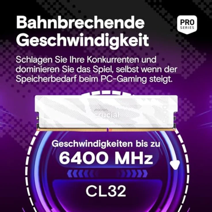 Crucial Pro DDR5-6400 Kit, 32GB (2x16GB), UDIMM CL32 W Overclocking, Weiss – Bild 2