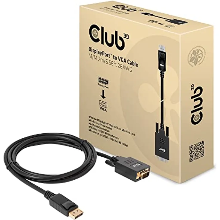 Club 3D CAC-1012 DisplayPort™ auf VGA-Kabel St./St. 2m 28AWG