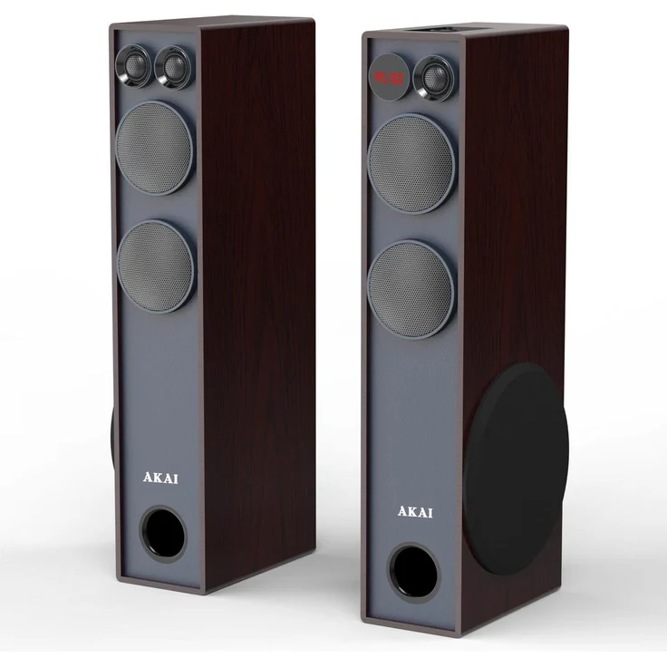 Muse Akai SS061A-2086, Tragbarer PA-Lautsprecher mit 120W Leistung (Aktiv, 1x 20W), Braun