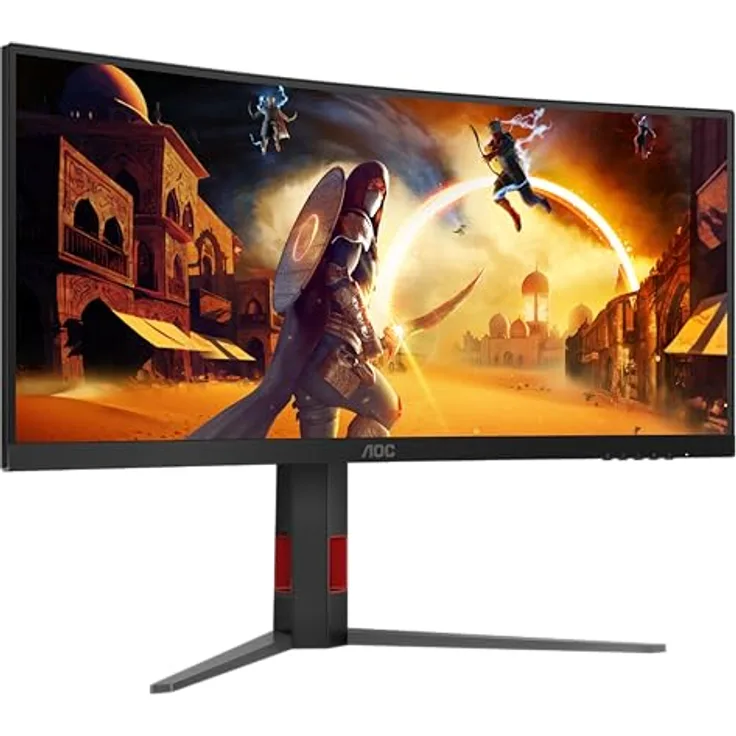 AOC Gaming CU34G4Z - 34 Zoll WQHD Curved Monitor, 240 Hz, FreeSync Prem., HDR400, schwarz-rot - Ultraflüssige Bilder, 0,3 ms Reaktionszeit, 2X HDMI 2.1, 1x DisplayPort 1.4, USB Hub