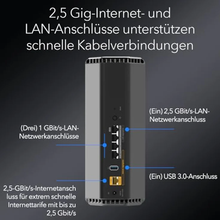 NETGEAR Nighthawk Tri-Band WiFi 7-Router (RS500) – BE12000 WLAN-Geschwindigkeit (bis zu 12 GBit/s) – 230 m² Abdeckung, 120 Geräte – 2,5-Gig-Internetanschluss – Bild 5