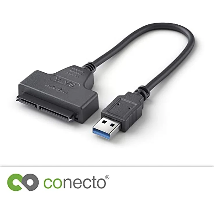 conecto, USB 3.0 auf SATA Adapter für 2.5 Zoll Festplatten/Laufwerke, UASP Unterstützung, 5 GB/s, schwarz – Bild 2