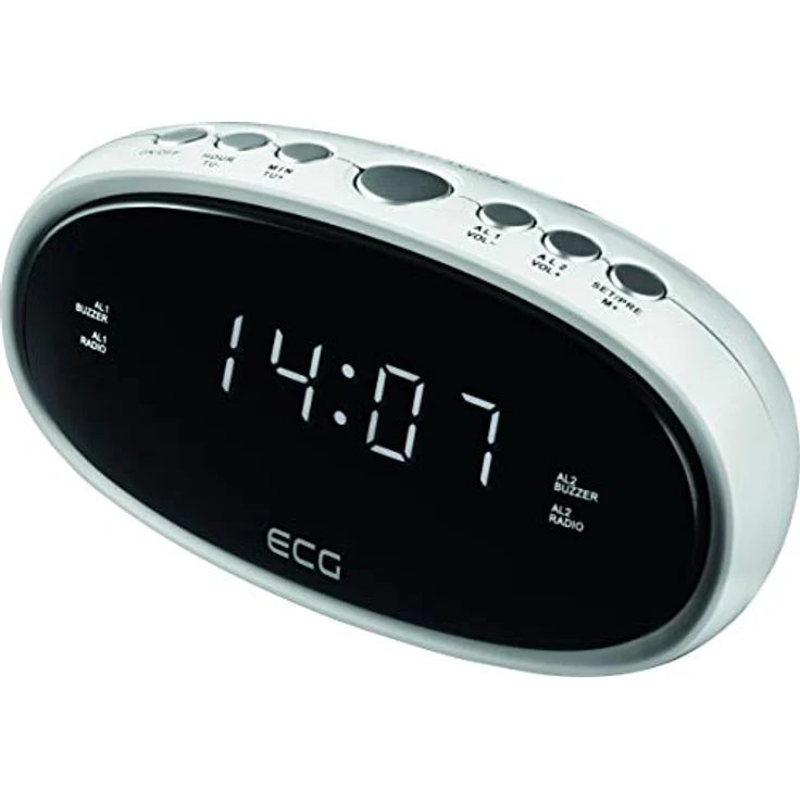 ECG RB 010 White Radiowecker – FM Tuner, 10 Vorwahlen, Digitale Uhr-Wecker, Wecken durch Radio-Wecker, Funktion aufgehobene Weckzeit, Ausschalt-Timer Weiß – Bild 3