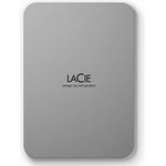 LaCie Mobile Drive, 5TB, External Hard Drive Portable - Moon Silver, USB-C 3.2, for PC and Mac, post-consumer recycled, with Adobe All Apps Plan (STLP5000400)
