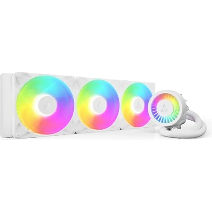 ARCTIC Liquid Freezer III Pro 420 A-RGB, AIO CPU Wasserkühler mit 3x140 mm Lüftern, 38 mm Radiator, PWM-Pumpe und integriertem VRM-Lüfter - Weiß