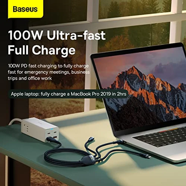 Baseus Flash Series II 100W 3-in-1 USB Kabel, Typ C/A zu C/Lightning/micro USB, 1,2m, Blau – Bild 4