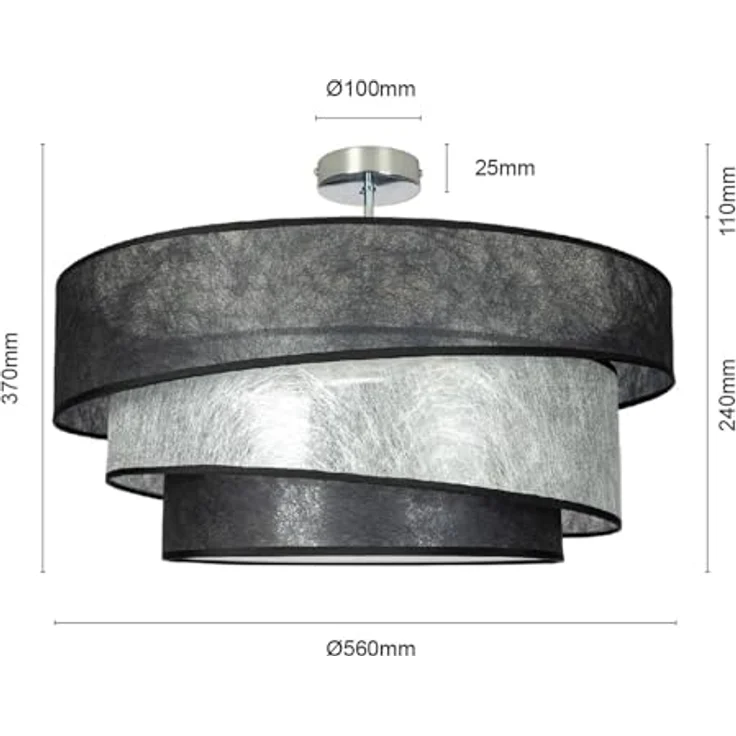 Lindby Deckenlampe 'Ayvira' (Modern) in Schwarz aus Metall (3 flammig, E27) - Textil Deckenleuchte, Lampe, Wohnzimmerleuchte – Bild 4