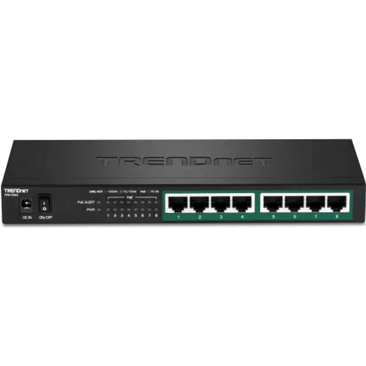 TRENDnet TPE-TG83 8-Port-Gigabit-PoE+-Switch, 65 W PoE-Leistungsbudget, 16 Gbit/s Schaltkapazität, IEEE 802.1p QoS, DSCP-Pass-Through-Unterstützung, lüfterlos, Wandmontage – Bild 4