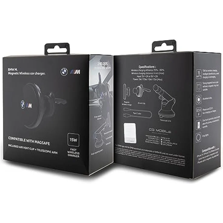 BMW M-Edition Magnetische Smartphone Halterung, 15 W kabelloses Laden, Schwarz – Bild 3