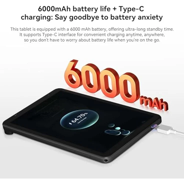 Blackview ZENO 1, 8″ HD Tablet mit 90 Hz Display, 12 GB RAM, 64 GB (erweiterbar bis 2 TB), 6000 mAh Akku, 8+8MP Kamera, GPS, Wi-Fi & 4G, Dual SIM, Felsenschwarz – Bild 3