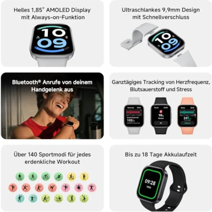 Xiaomi Redmi Watch 6 Active, Smartwatch mit 4,7 cm AMOLED-Display, Gesundheitssensoren und Bluetooth 5.3, orange – Bild 2