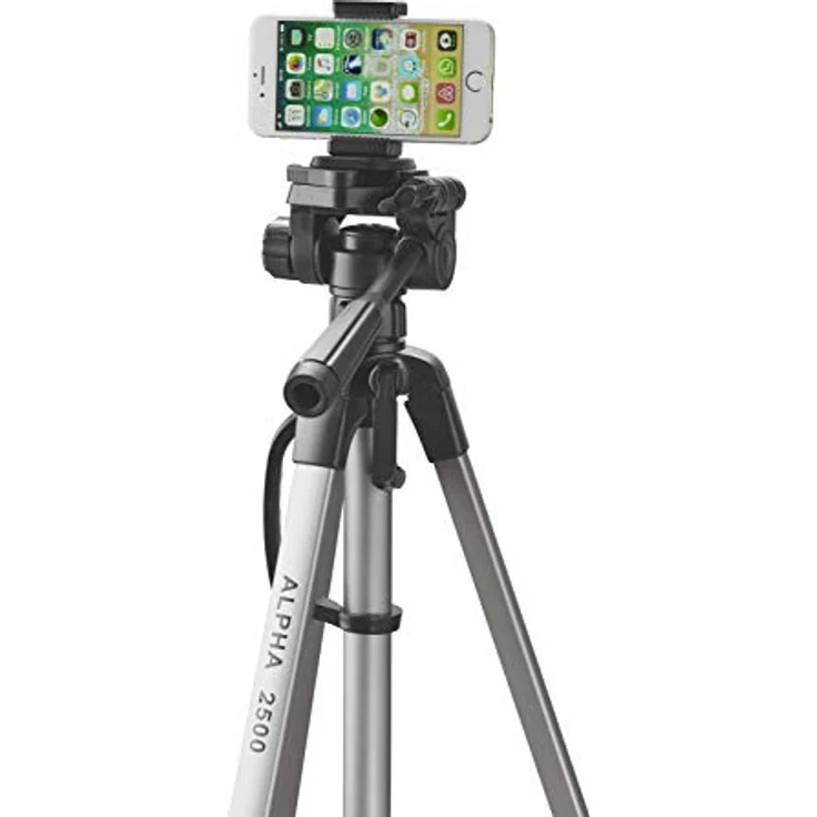 Cullmann ALPHA 2500 Stativ mobile mit Smartphonehalter (165cm Höhe, Gewicht 1258g, Tragfähigkeit 2, 5 kg, Packmaß 67cm, 3-Wege-Kopf), schwarz – Bild 3