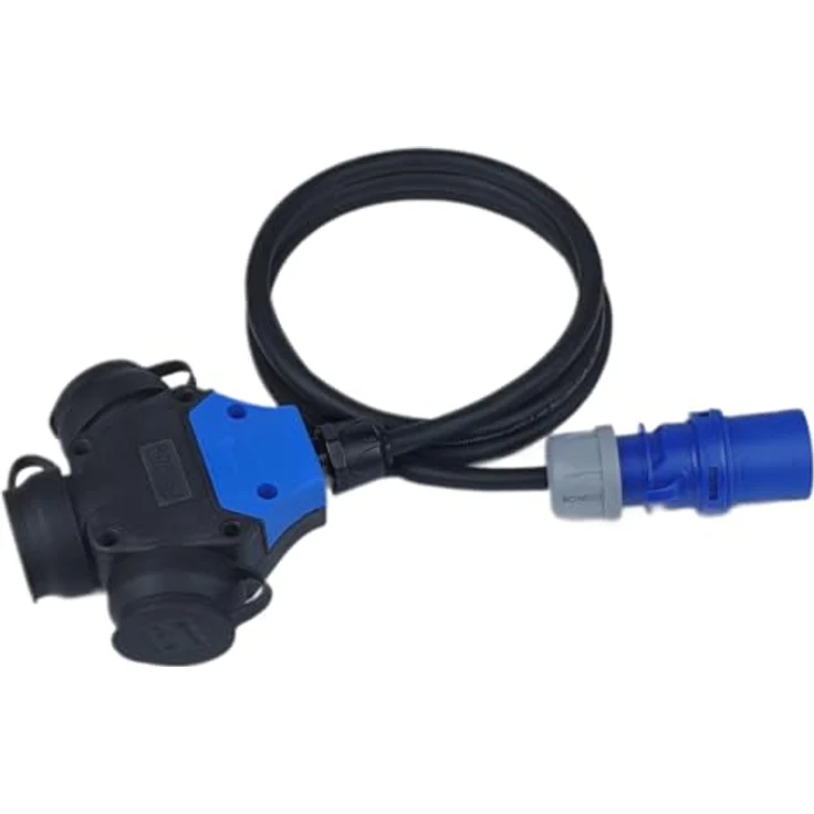 RoadEu Camping Adapter - Stecker 16A 3P auf Schuko Kupplung 3X 230V - 3-Fach Schuko Steckdose - Verlängerungskabel 10 Meter - IP44 Wasserbeständigkeit - Robuste Bauweise – Bild 3