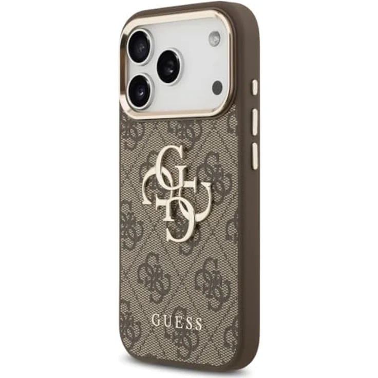 CG MOBILE Guess 4G Groß 4G Klassiker Logo Hülle für iPhone 17 Pro, Kunstleder/TPU/PC, Braun/Gold – Bild 2