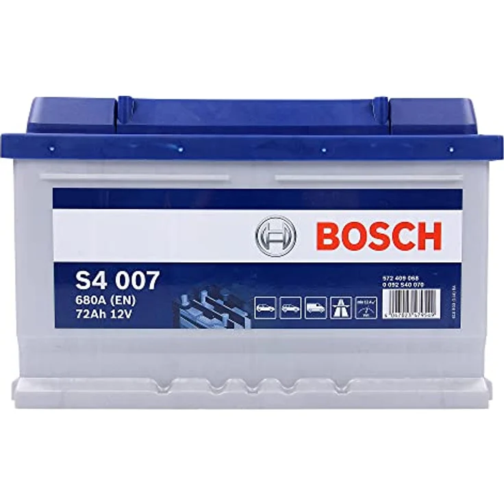 Bosch S4 007, Autobatterie 12V 72Ah 680A, wartungsfrei, klein und mittelklasse geeignet – Bild 1