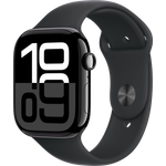 Apple Watch Series 10, 46 mm, GPS, Aluminiumgehäuse Diamantschwarz, Sportarmband Schwarz, S/M