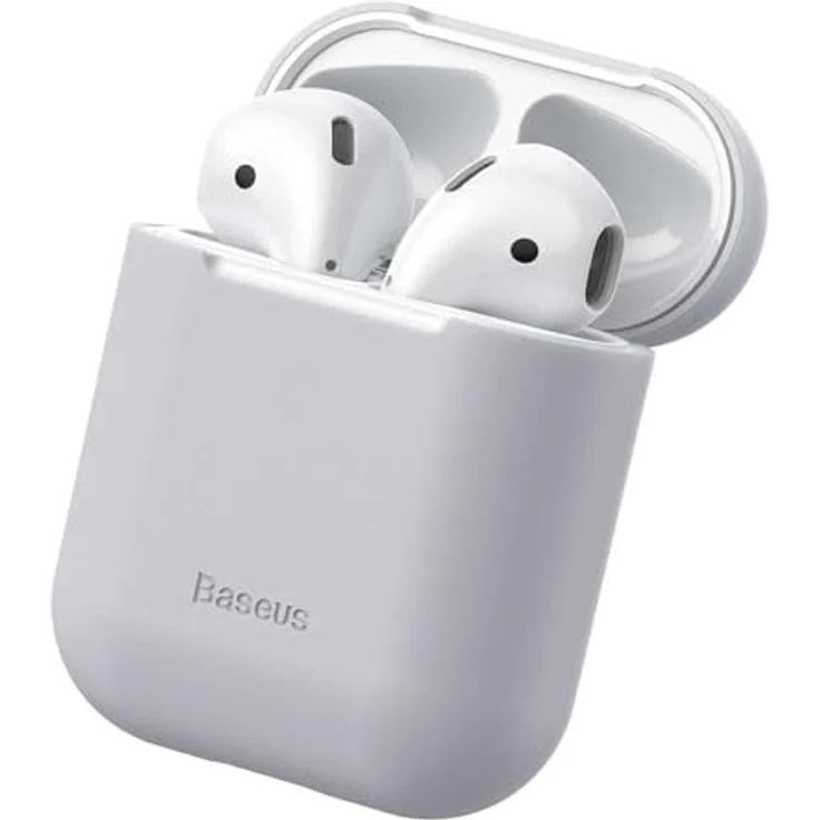 Baseus Ultra Thin Silica für AirPods 1 & 2 kompatible Kopfhörer Schutzhülle Grau - Weiß mit Ultra Slim Silica Gel Beschichtung Stoßfest Staubdicht Weiche und Flexible Ohrstöpsel – Bild 1