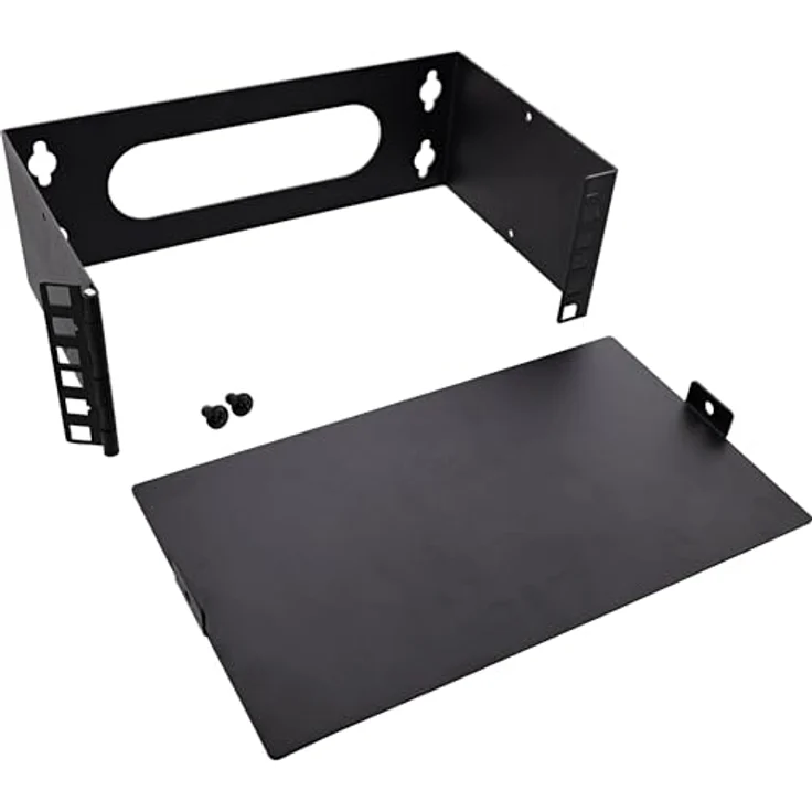 InLine 10 Zoll Mini Rack, Wandmontage mit 2HE, stabile Metallhalterung, pulverbeschichtet schwarz, 15,2 cm tief, Ideal für Netzwerkkomponenten, 10102B – Bild 3