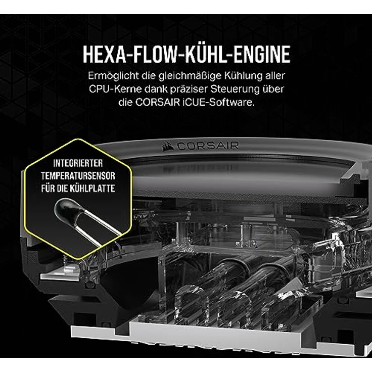 CORSAIR XC7 RGB Elite LCD CPU-Wasserkühler - 480 × 480 IPS-LCD-Bildschirm - 31 RGB-LEDs - USB-C - Kompatibel mit Intel LGA 1700, AMD AM5 und älter - Stealth-Grau – Bild 3