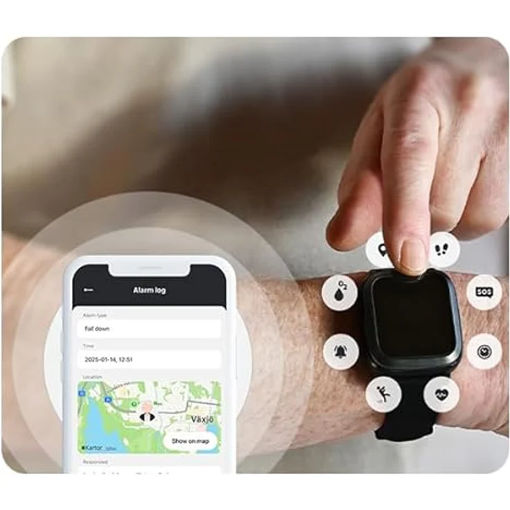 MiniFinder Watch GPS-Sicherheitsuhr mit Sturzalarm, Herzfrequenz- & O2-Messung, Anruffunktion & Echtzeitüberwachung via App – Bild 3
