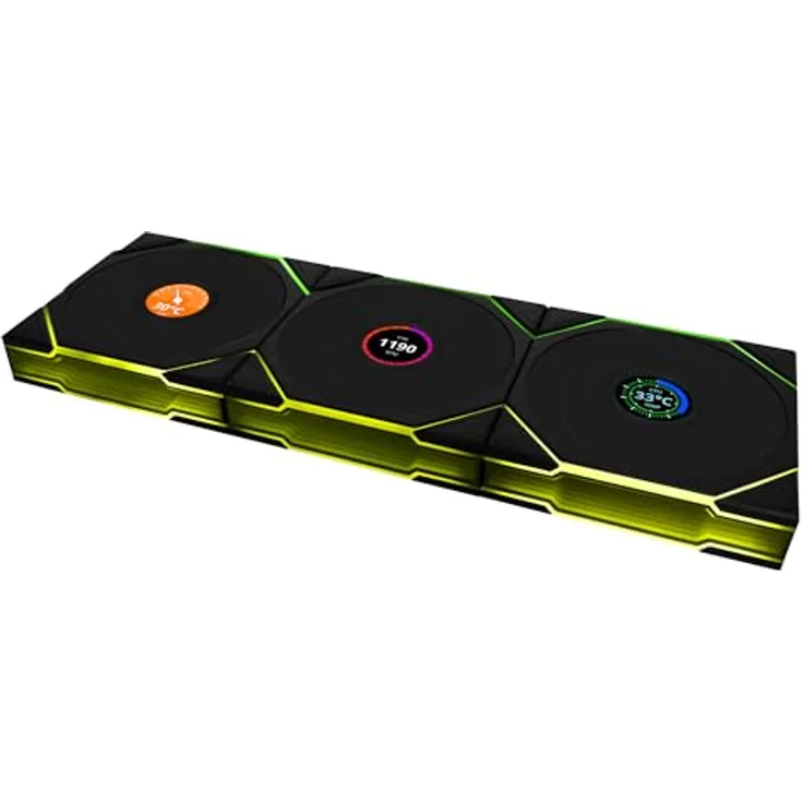 Lian Li UNI FAN TL Wireless LCD PC Lüfter 120mm RGB Schwarz - 3er Pack | PWM Lüfter - 26 ARGB LEDs - bis 1.900 U/min - hoher Airflow - Vibrationsarm - Leise – Bild 1