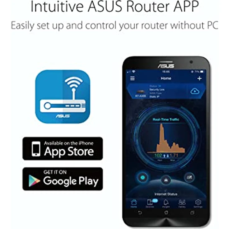 ASUS RT-AX52, Dual-Band W/L Router WiFi 6 AX1800 mit 4 Antennen, Schwarz – Bild 3
