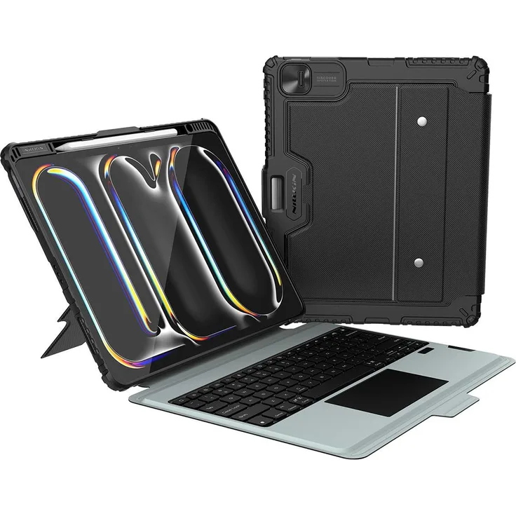 Nillkin Bumper Combo Keyboard Case mit Hintergrundbeleuchtung für iPad Pro 13" (2024) Schwarz, Tablet-Tastatur mit Rundumschutz und verstellbarem Ständer