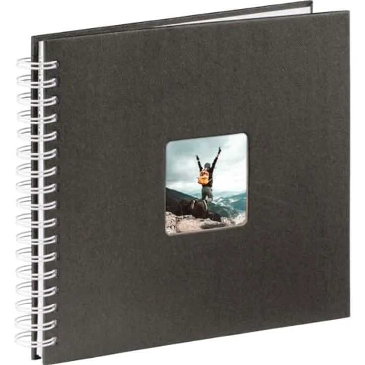 Hama Fotoalbum, 28 x 24 cm, 50 weiße Seiten, 25 Blatt, mit Ausschnitt für Bildeinschub, Fotobuch schwarz – Bild 3