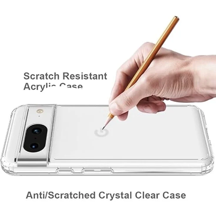 JT Berlin Pankow-Clear Schutzhülle Google Pixel 8 Hülle transparent (Wireless-Charging kompatibel, Stoßabsorbierender TPU Rahmen, Kratzfeste Rückseite aus Acrylglas, Anti-Fingerabdruck) – Bild 3