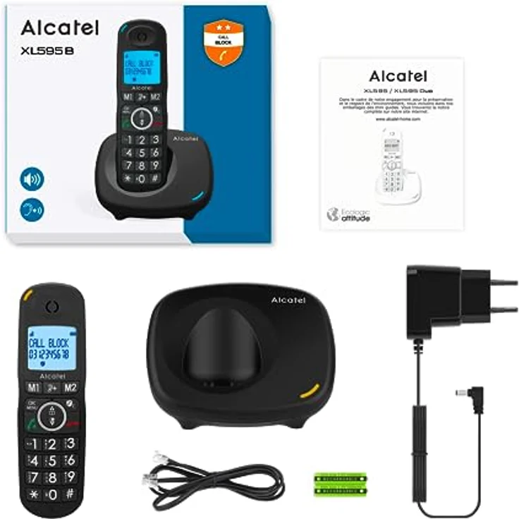 Alcatel XL595B Schnurlostelefon mit ergonomischem Design, großes Display, große Tastatur, blockiert unerwünschte Anrufe, schwarz – Bild 5