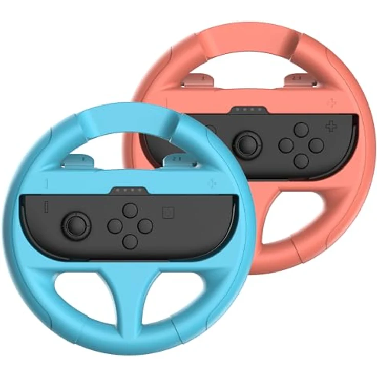 Subsonic 2er-Set Lenkräder für Nintendo Switch und Switch 2, ergonomisches Design, blau und rot – Bild 1