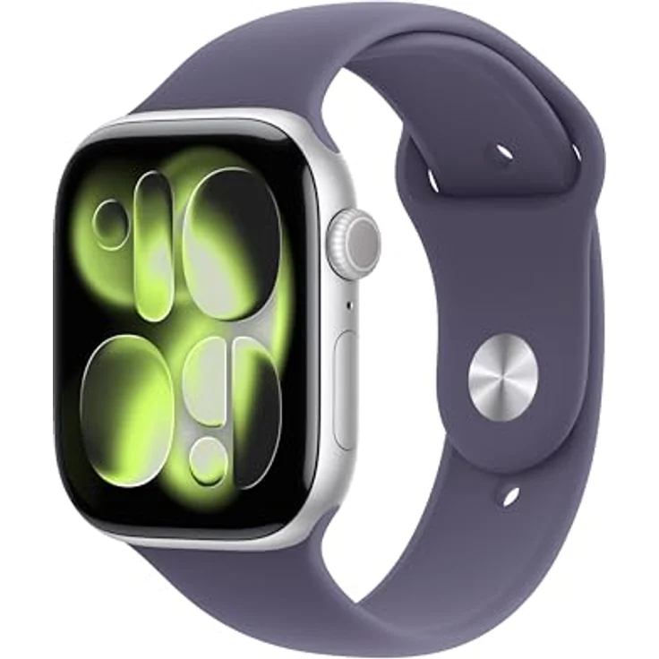 Apple Watch Series 11 Cellular, 46 mm, Aluminiumgehäuse Silber, Sportarmband Nebelviolett - S/M – Bild 1