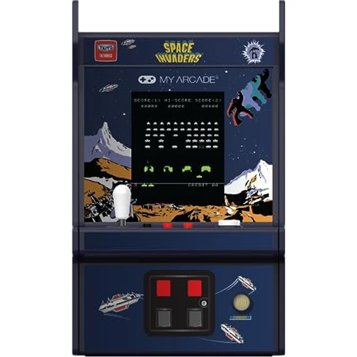 My Arcade SPACE INVADERS MICRO PLAYER PRO, Retro-Arcade-Automat mit 2.75" Vollfarb-Hochformat-Display, integriertem Lautsprecher und Kopfhöreranschluss – Bild 2