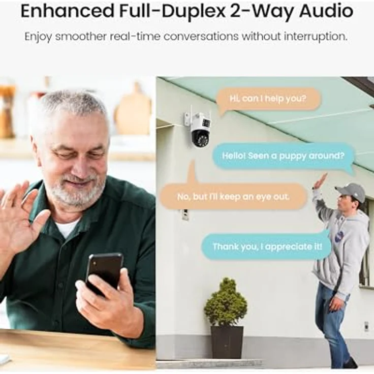 ZOSI C298 Pro Überwachungskamera, 8MP Aussen WLAN mit Doppelobjektiv (4MP+4MP), 2.4GHz WiFi, Personenerkennung - Schwarz – Bild 5