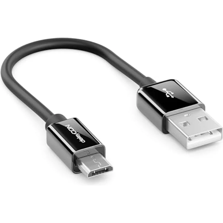 deleyCON 0,15m Micro USB Ladekabel, Hochgeschwindigkeitsdatenkabel für Android Geräte - Schwarz – Bild 1