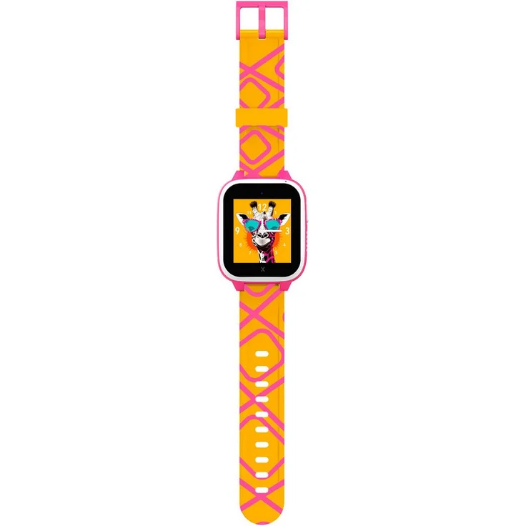 Xplora XGO3 Strap, Smartwatch-Armband mit Dornverschluss, gelb/rosa, Yellow Giraffe