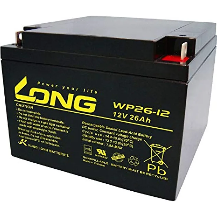 WSB BLEIAKKU 12V 26Ah - Wartungsfreier Bleiakku mit VdS Zulassung, kompatibel mit 24Ah 28Ah 30Ah - AGM Volt