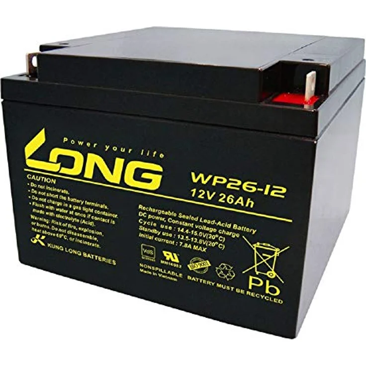 WSB BLEIAKKU 12V 26Ah - Wartungsfreier Bleiakku mit VdS Zulassung, kompatibel mit 24Ah 28Ah 30Ah - AGM Volt – Bild 1