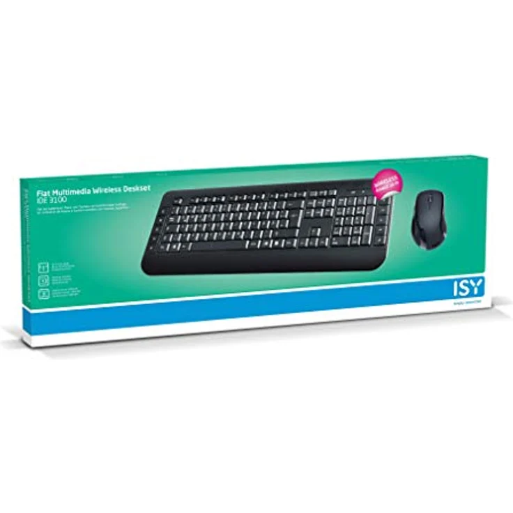 ISY IDE 3100, kabelloses Tastatur & Maus Set mit Handballenauflage, Schwarz – Bild 2