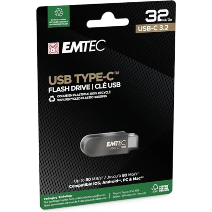 Emtec USB3.2 Typ-C Single C280 32 GB, Kompakter USB-Stick mit schwenkbarem Design, ideal für die Mobilität – Bild 3