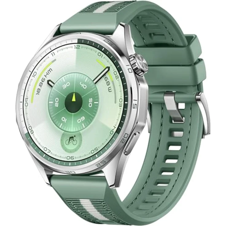 Huawei Watch GT 6, 46mm Smartwatch in Silber mit grünem Armband und umfangreichen Fitness-Features – Bild 2