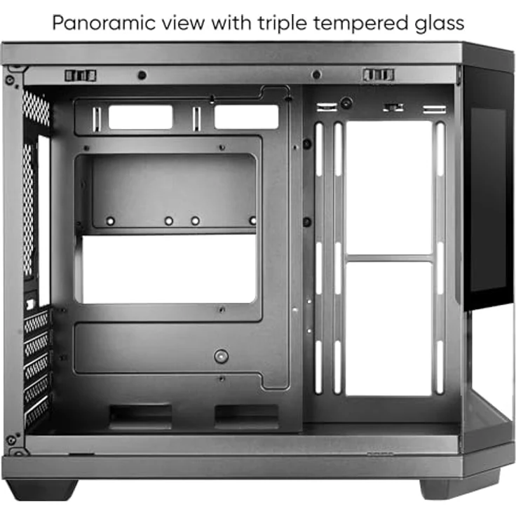 Mars Gaming MC-3TCORELCDM Micro-ATX Gaming-Gehäuse mit 7,2" IPS-Bildschirm, dreifachem gehärtetem Glas, Doppelkammerstruktur, Flüssigkeitskühlungsunterstützung bis 360mm, Schwarz – Bild 3