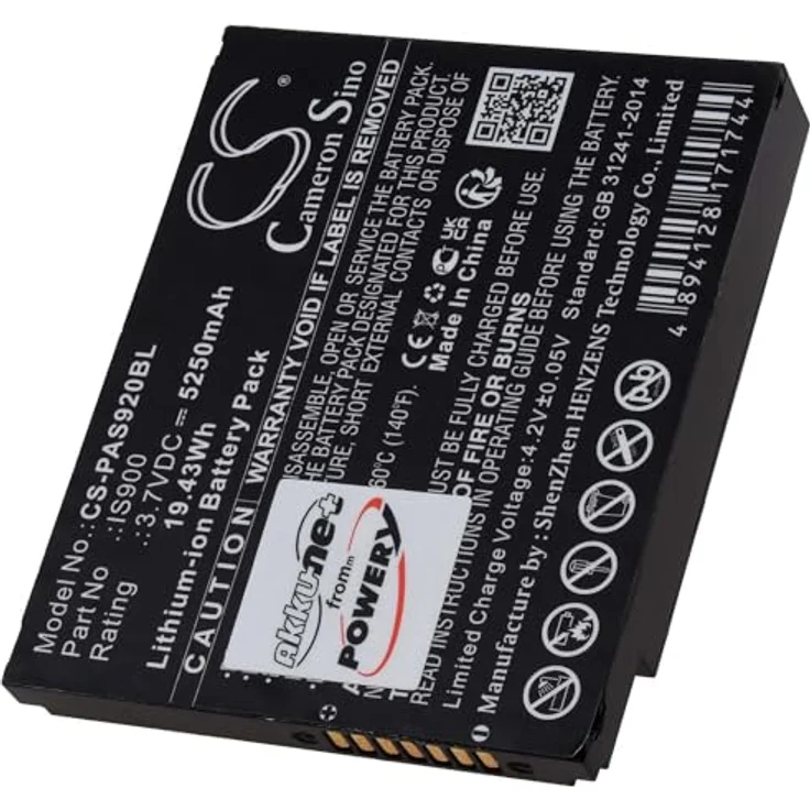 Akku-net Akku für Pax A920 A920C, Li-Ion, 3,7V, 5250mAh, Schwarz, 100% kompatibel – Bild 1