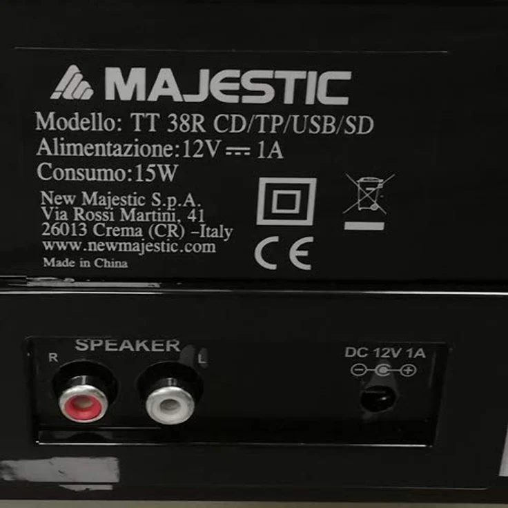 Majestic TT 38R CD TP USB SD Plattenspieler 33/45/78 U/min, CD/MP3-Player, Kassette, USB/SD Recorder, schwarz – Bild 2