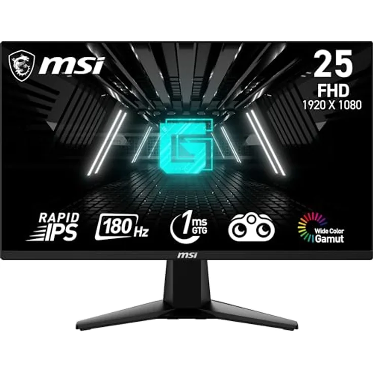 MSI G255F, 24,5-Zoll FHD Gaming-Monitor mit Rapid IPS-Panel, 180 Hz, 1 ms Reaktionszeit, 99% sRGB, Adaptive-Sync, DP 1.2a, HDMI 2.0b CEC